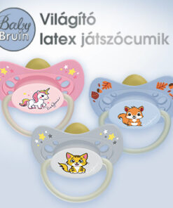 BabyBruin Latex játszócumi világító karikával cseresznye cumival