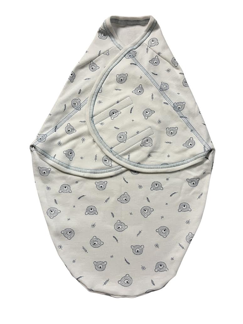 Pocaklakó pólya takaró 1 rétegű kék alvó macifej